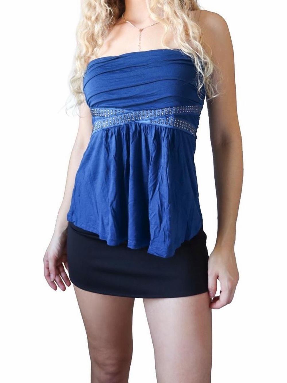 Express Rhinestone Studded Tube Top - Picture 2 of 4